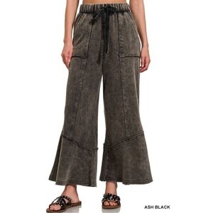 New Zenana Acid Wash Flare Pants